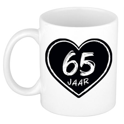 Cadeau mok/beker - 65 jaar - verjaardag - keramiek - 300 ml
