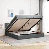 Ottoman bed met matras en LED's 160x200cm stof donkergrijs