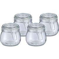 Voorraadpot/bewaarpot Alfie - 4x - 500 ml - glas - beugelsluiting - D11 x H11 cm - thumbnail