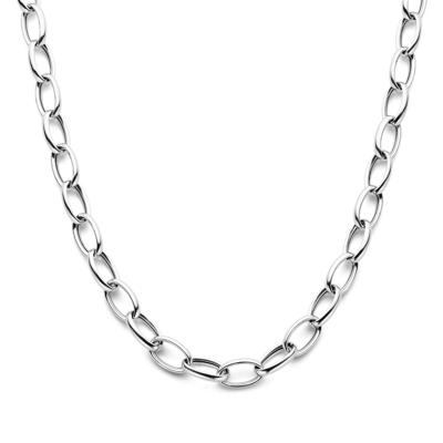 Gerhodineerd 925 Zilveren Collier - 43cm Draaglengte, 10mm Schakelbreedte | Tijdloos en Elegant Design