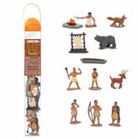 Plastic speelgoed figuren indianen en dieren   -