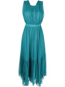 Ulla Johnson robe en soie Sarai à plis - Bleu