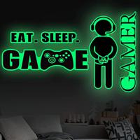 Muursticker - Eat Sleep Game Gamer / Gloed in het donker