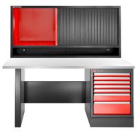 Facom JLS3 Werkbank | 7 Laden | Inox Bovenblad | Hoog met Bovenkast met Rolgordijn - JLS3-2MS7DSCH