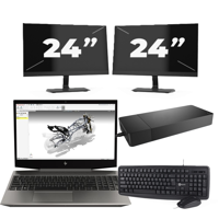 HP ZBook 15v G5 - Intel Core i7-9e Generatie - 15 inch - 16GB RAM - 256GB SSD - Windows 11 Home + 2x 24 inch Monitor