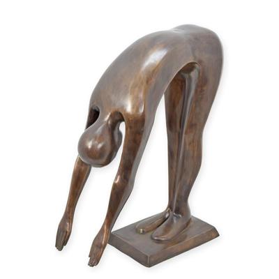 A MODERNIST BRONZE SCULPTURE OF A MALE IN DIVING POSITION