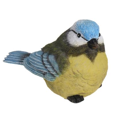 Decoratie Tuinbeeld vogeltje - pimpelmees - polystone - 12 cm