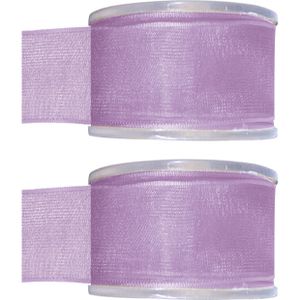 2x Hobby/decoratie lila organza sierlinten 4 cm/40 mm x 20 meter