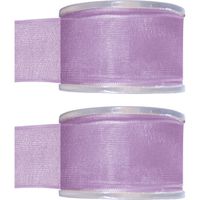 2x Hobby/decoratie lila organza sierlinten 4 cm/40 mm x 20 meter - thumbnail