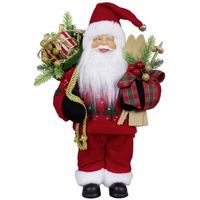 Kerstman beeld - H30 cm - rood - staand - kerstpop - Kerstman pop - thumbnail