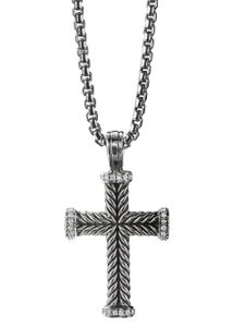 David Yurman pendentif Chevron Cross en argent sterling serti de diamants