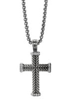 David Yurman pendentif Chevron Cross en argent sterling pavé de diamants (33,5 mm)