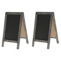 Krijtbord Tafelmodel - Set van 2x stuks - 18 x 32 cm - hout - klapbord voor krijt