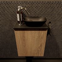 Mondiaz Fowy toiletmeubel 40cm washed oak met blad en waskom urban rechts 1 kraangat