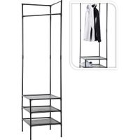 Kledingrek + 3 Etages 45x45x180 cm Zwart Kledingrek + 3 Etages 45x45x180 cm Zwart