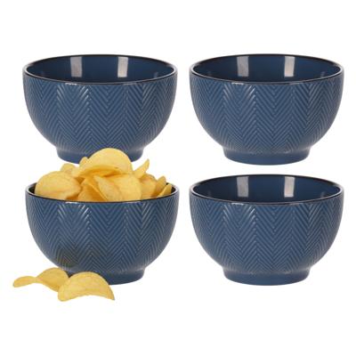 Serveer/chips schaaltje Fishbone - 4x - blauw - 14 x 8 cm - keramiek - kommetjes - 680 ml Serveer/chips schaaltje Fishbone - 4x - blauw - 14 x 8 cm - keramiek - kommetjes - 680 ml