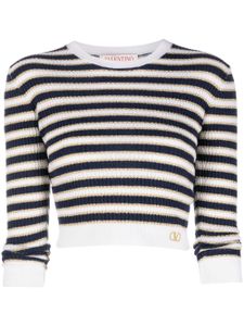 Valentino Garavani pull crop à rayures - Bleu