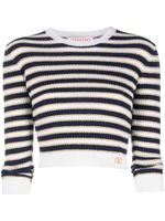 Valentino Garavani pull crop à rayures - Bleu