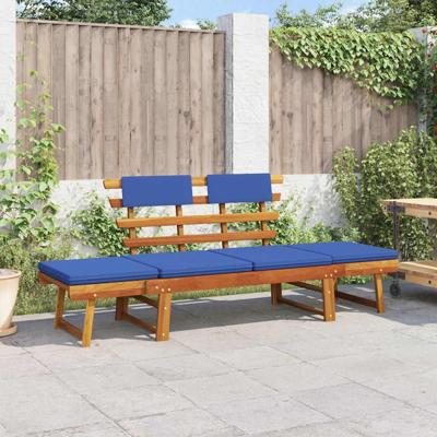 Tuinbank met kussens 2-in-1 190 cm massief acaciahout