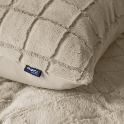 Dekbedovertrek Faux Fur Check Beige Patroon 140x200 Cm Anti Allergie Sleeptime - Dekbed-Discounter.nl