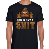 Funny emoticon t-shirt this is heavy shit zwart voor heren - thumbnail