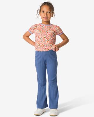 HEMA Kinderlegging flared fit rib blauw (blauw)