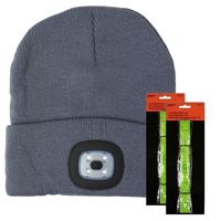 Benson Hardloop set winter - LED wintermuts/beanie grijs - LED Hardloop reflectie bandje - thumbnail