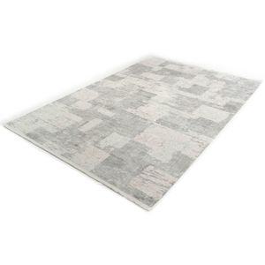 Viscose Vloerkleed - Vintage - Patchwork - Trasor - Grijs-80 x 300 cm