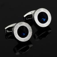 High-end fashion ronde Blue Crystal heren shirts Manchetknopen (zilver)