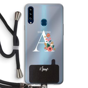 Pink Bouquet: Samsung Galaxy A20s Transparant Hoesje met koord