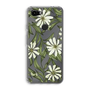 Wit bloemenpatroon: Google Pixel 3a Transparant Hoesje