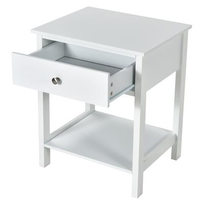 Nachtkastje 2 Tier Modern Nachtkastje met Lade Wit