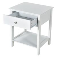 Nachtkastje 2 Tier Modern Nachtkastje met Lade Wit