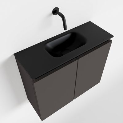 Toiletmeubel Mondiaz Ture | 60 cm | Meubelkleur Dark grey | Eden wastafel Urban Midden | Zonder kraangat