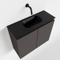 Toiletmeubel Mondiaz Ture | 60 cm | Meubelkleur Dark grey | Eden wastafel Urban Midden | Zonder kraangat