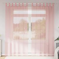 Gordijnen voile met roedezakken 2 st roze Gordijnen voile met roedezakken 2 st roze