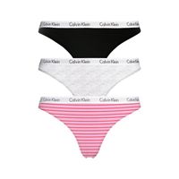 Calvin Klein 3-pack strings roze/stripes/grijs/zwart
