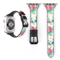 Letter T vorm eenvoudige Floral lederen polshorloge band met roestvrijstalen gesp voor Apple Watch serie 3 & 2 & 1 42mm (geel)