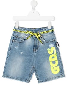 Gcds Kids short en jean à logo imprimé - Bleu