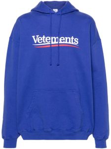 VETEMENTS hoodie en coton mélangé à logo imprimé - Bleu