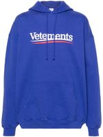 VETEMENTS hoodie en coton mélangé à logo imprimé - Bleu