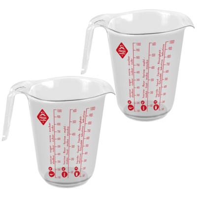 Hega Hogar Maatbeker met schenktuit - 2x - 1L - kunststof - met maat