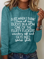 Women's Ducks In A Row Funny Regular Fit Simple Long Sleeve Shirt - thumbnail