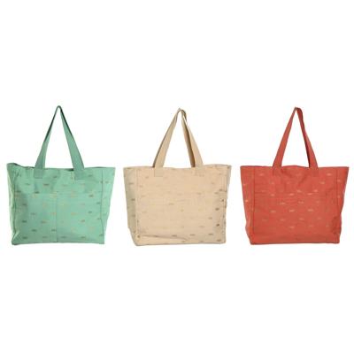 Dames handtas Home ESPRIT Blauw Groen Beige Koraal 55 x 14 x 35 cm (3 Stuks)