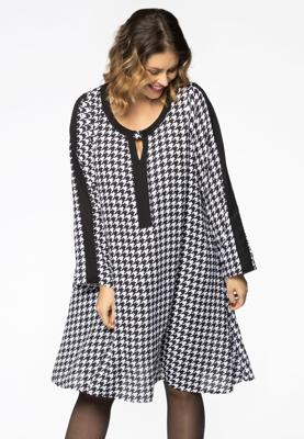Yoek Jurk PIED DE POULE | Zwart | Maat 38/40