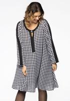 Yoek Jurk PIED DE POULE | Zwart | Maat 54/56