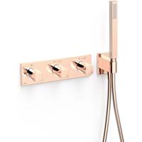 Douchekraan Tres B-System | Inbouw | Thermostaatkraan | Excl.Inbouwdeel | 4-weg | Rechthoek | 24k Rose goud