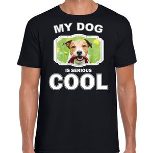 Jack russel honden t-shirt my dog is serious cool zwart voor heren