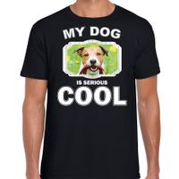 Jack russel honden t-shirt my dog is serious cool zwart voor heren - thumbnail