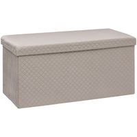 Poef/hocker - opbergbox - fluweel beige - kunststof/mdf - 38 x 38 x 76 cm - opvouwbaar - thumbnail